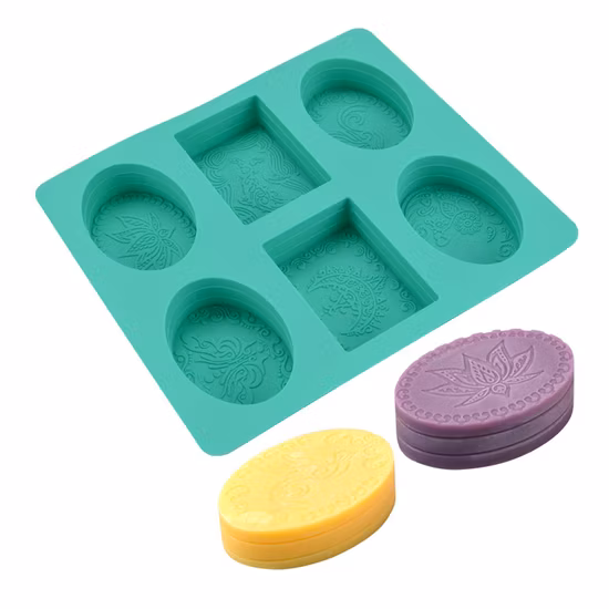 Molde de sabão de silicone personalizado com 6 cavidades para fabricação de sabão artesanal DIY